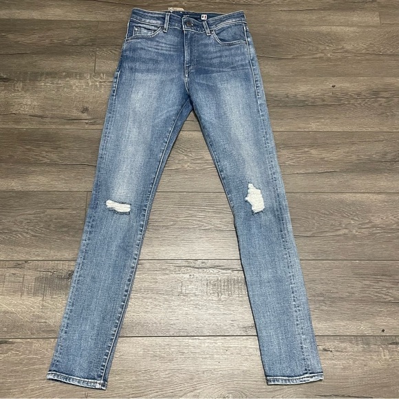 Levi's 721 Selvedge Distressed High Waisted Skinny Jeans Cobalt 26 X 30 NWT $168 - Picture 2 of 15